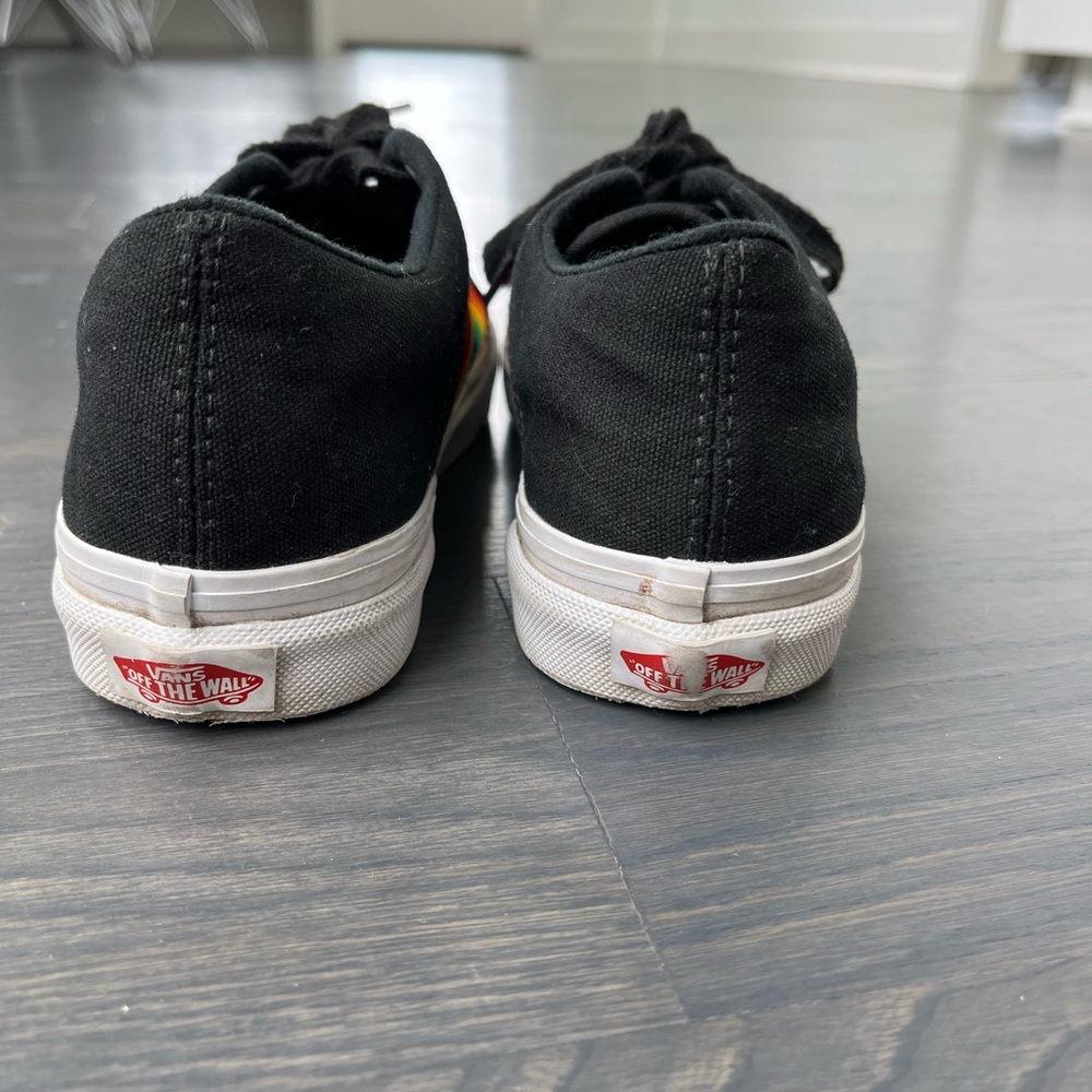 Vans Black Canvas Sneakers with Rainbow Side Stripes Pride - Picture 3 of 6